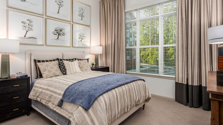 Stylish and well-decorated bedroom interior