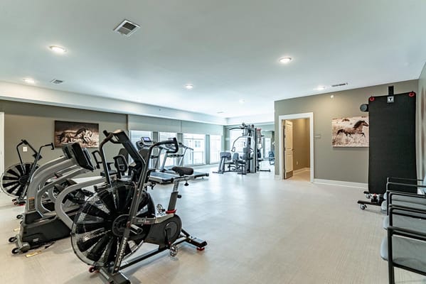 Interior view of a fitness area with exercise equipment