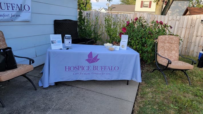 Outdoor setting with a table for Hospice Buffalo