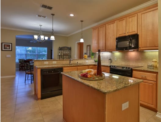 Well-equipped kitchen in a senior living facility