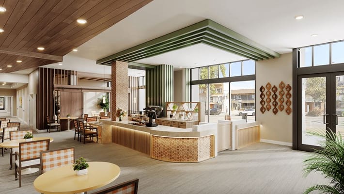 Bright interior of a common area with modern decor