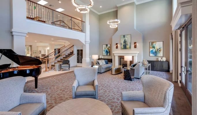 Bright interior of a lobby with comfortable seating