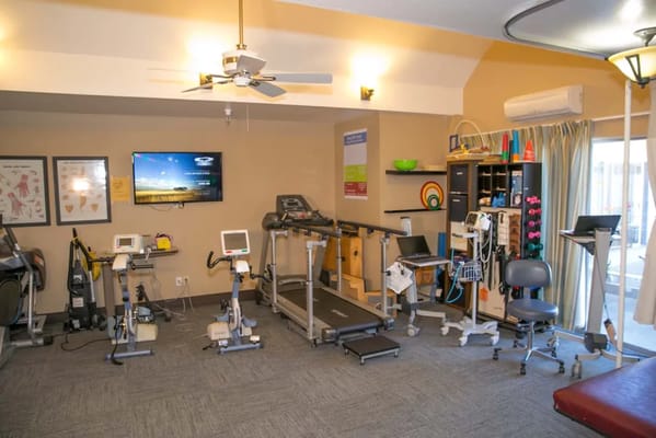 Interior view of a well-equipped therapy room