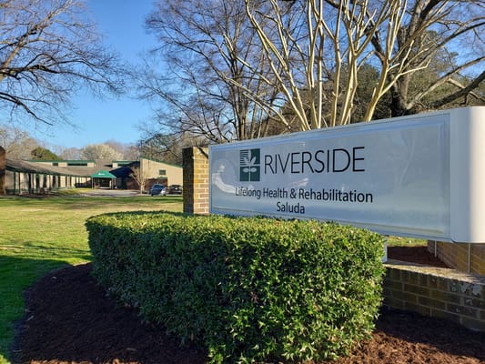 Sign for Riverside Lifelong Health & Rehabilitation facility