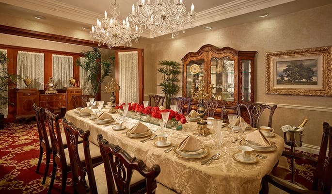 Elegant dining room set for a meal