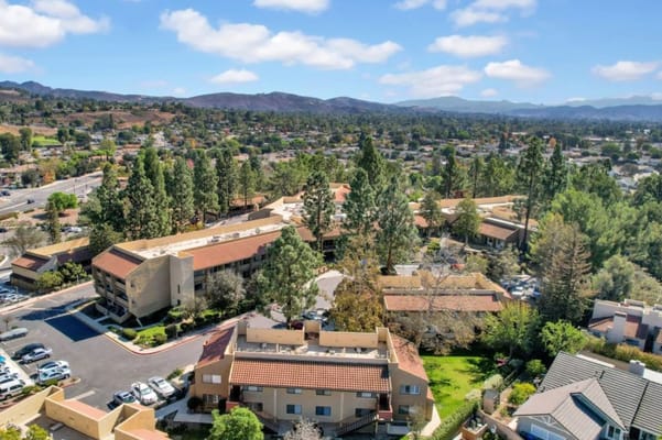 Aerial view of The Reserve at Thousand Oaks showcasing the buildings and surrounding landscape