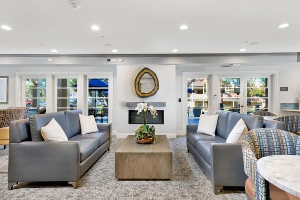 Stylish living room with sofas and a coffee table