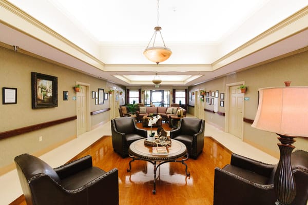 Welcoming lobby area with seating and decor