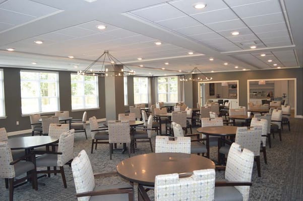 Interior dining area with tables and chairs