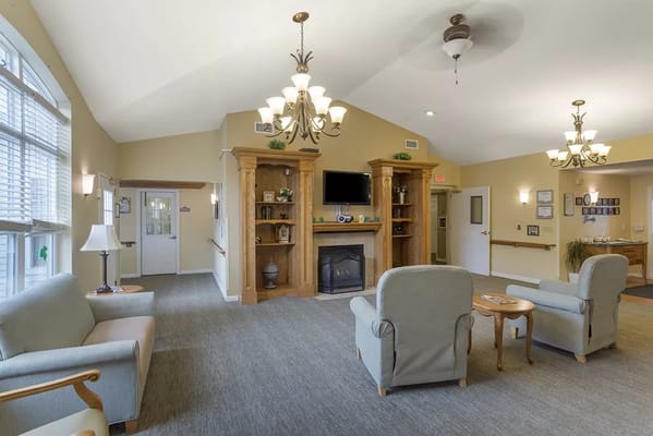 Bright and welcoming common area with seating