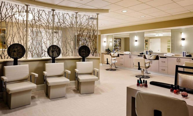Interior view of a stylish beauty salon in the facility