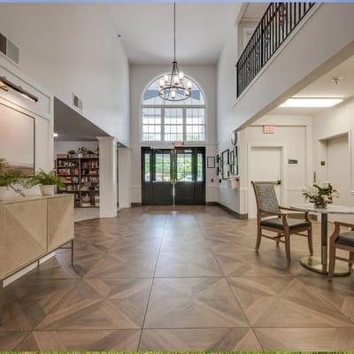Bright and welcoming lobby area with seating