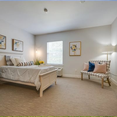 Bright and cozy resident room with sunlight