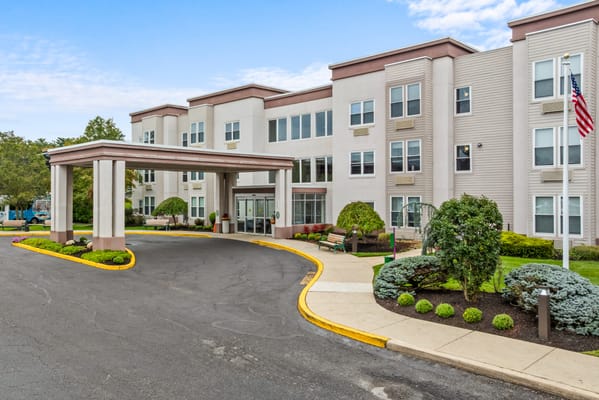 Exterior view of Seaton Voorhees building entrance