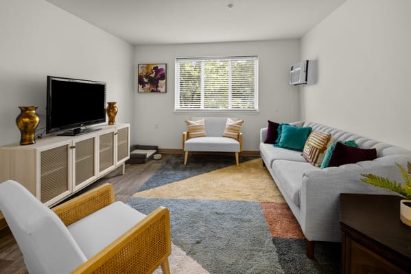 Cozy living room area with seating and decor