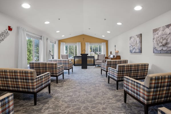 Bright common area with comfortable seating