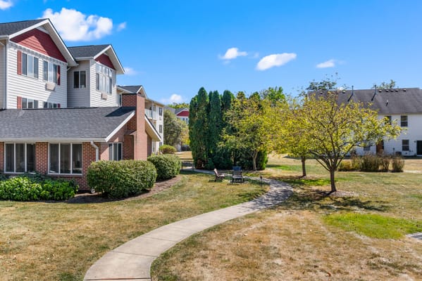 Outdoor area with pathway and seating