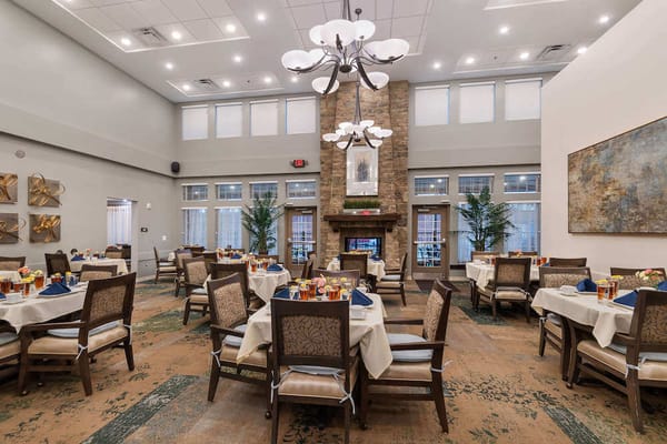Bright dining room set for meal service