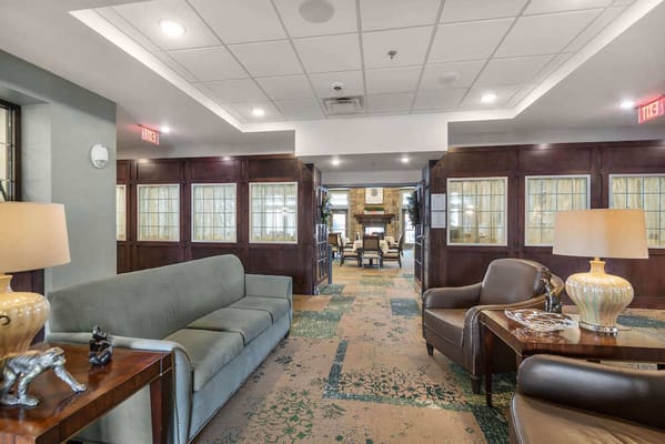 Interior view of a comfortable common area in the facility