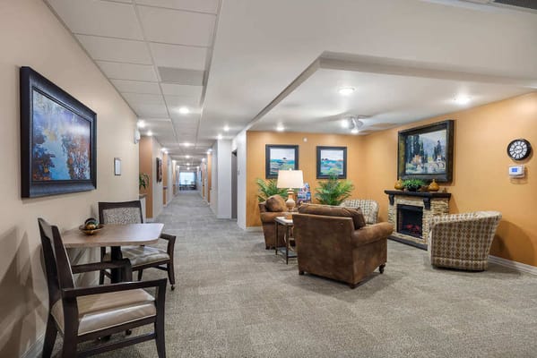 Interior common area with seating and artwork