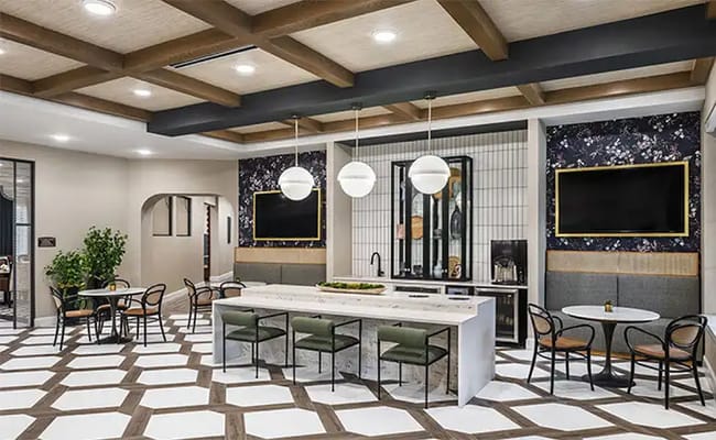 Modern dining area with stylish table and chairs