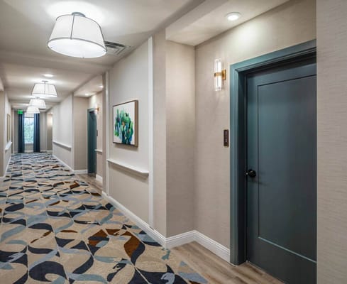 Interior hallway of a nursing home facility