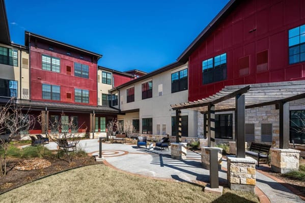 Courtyard area of a senior living facility