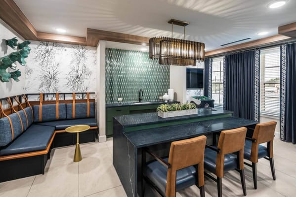 Stylish common area in a senior living facility