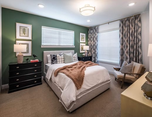 Well-decorated private resident room with a cozy ambiance