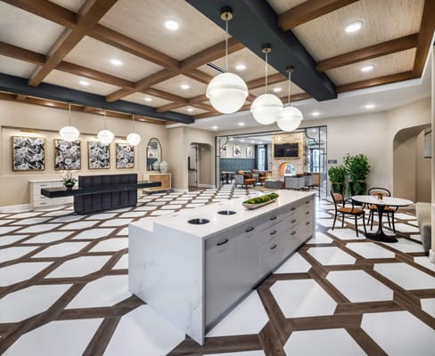 Interior view of a common area with modern decor