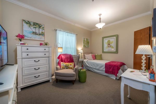 Cozy interior of a private resident room