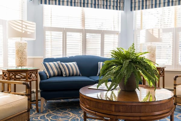 Cozy seating area in a common room with natural light