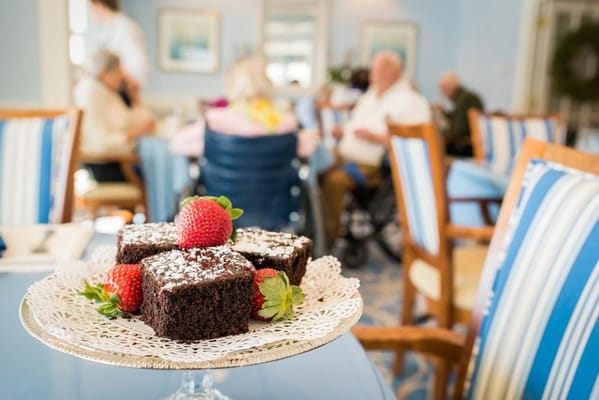 Delicious desserts served in a dining room