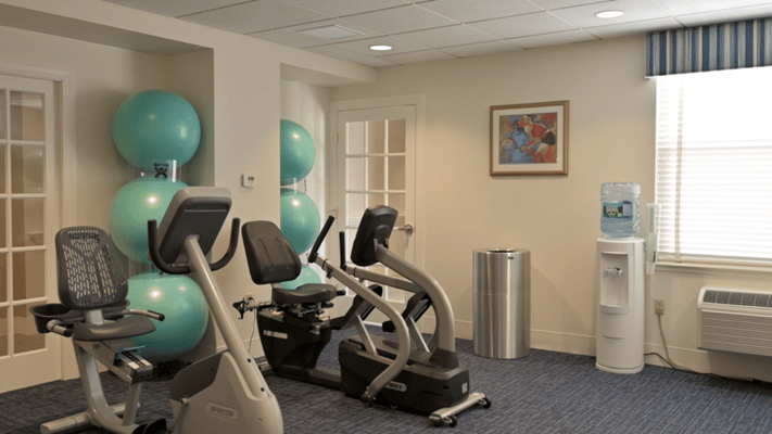 Interior gym area with exercise equipment
