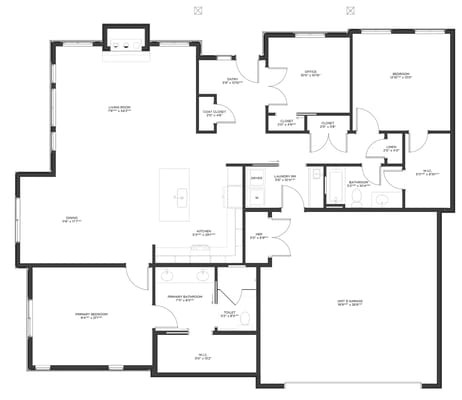 Architectural floor plan of a unit layout