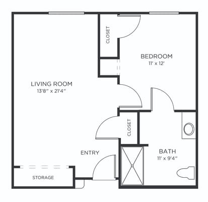 Architectural floor plan of a living space