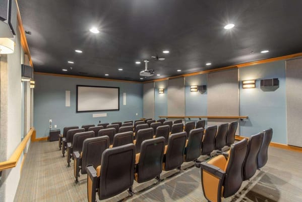 Interior view of a theater room with seating