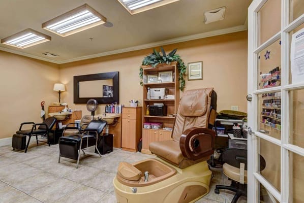 Interior view of a beauty salon in the facility