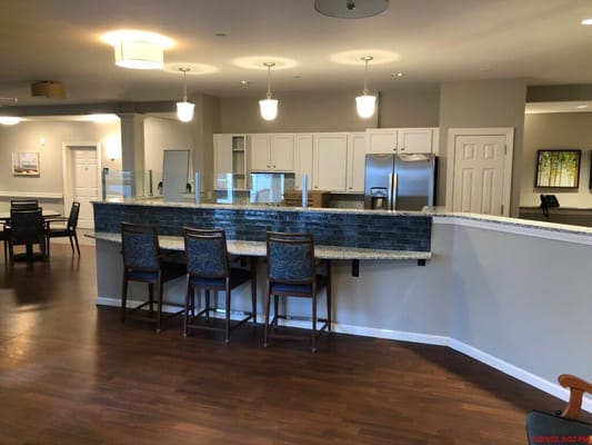Bright interior of a common area with seating