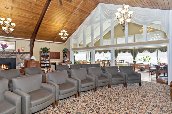 Interior view of a common area with seating