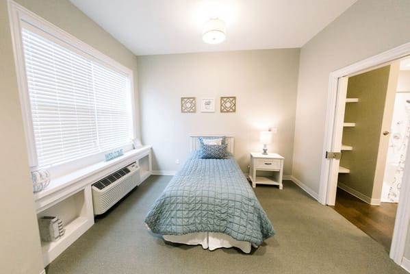 Bright and simple interior of a resident room