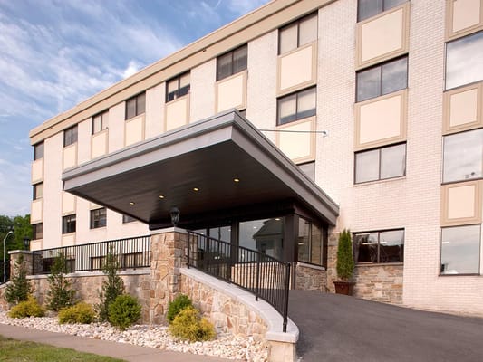 Exterior view of a senior living facility entrance