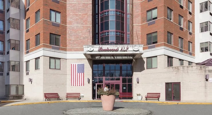 Front entrance of Brooklyn Boulevard ALP with American flag