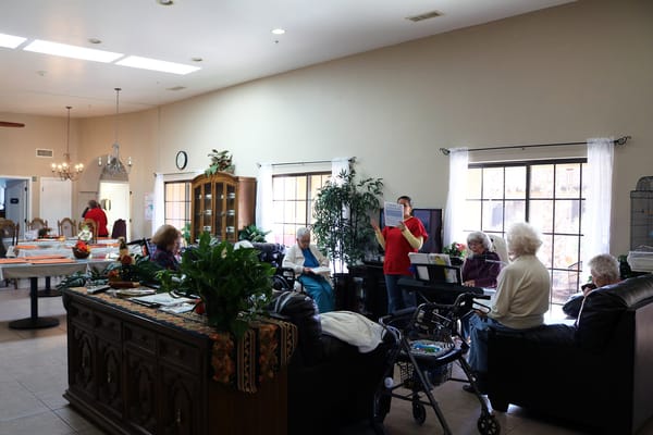 Residents enjoying time in a common area