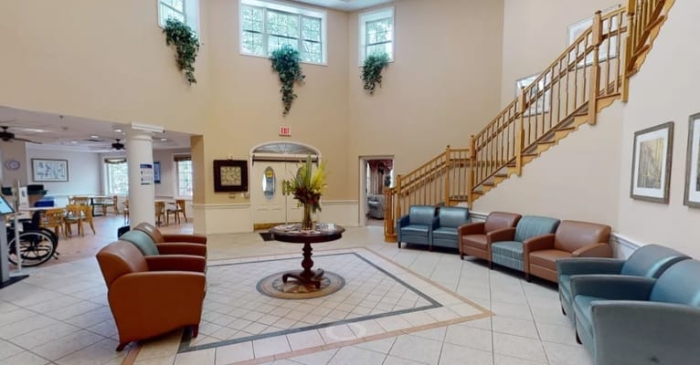 Bright and welcoming lobby with seating areas