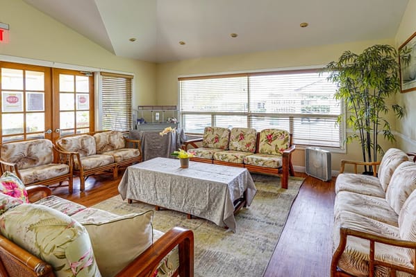 Bright common area with comfortable seating