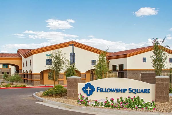 Exterior view of Fellowship Square facility entrance