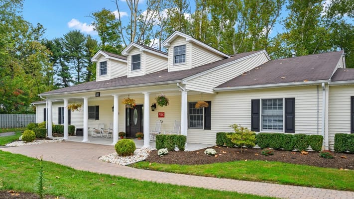 Exterior view of Fox Trail Memory Care's entrance in New Jersey.