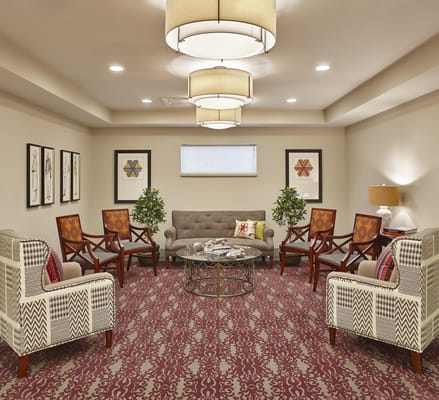 Common area with seating and decorative elements