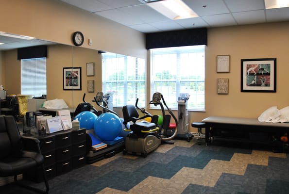 Exercise equipment in a therapy room